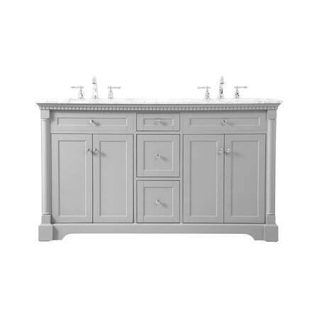 Elegant Decor 60 Inch Double Bathroom Vanity In Grey VF53060DGR